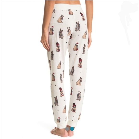 PJ Salvage Frenchie Print Textured Fleece Winter Theme Lounge Pants Ivory XL NWT - Picture 7 of 15
